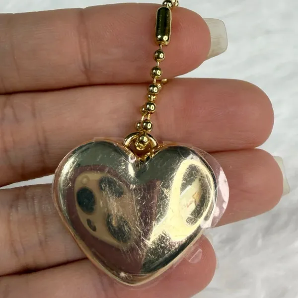 1" COACH Gold Heart Metal Hangtag Hang Tag Key Fob Bag Charm - Image 2