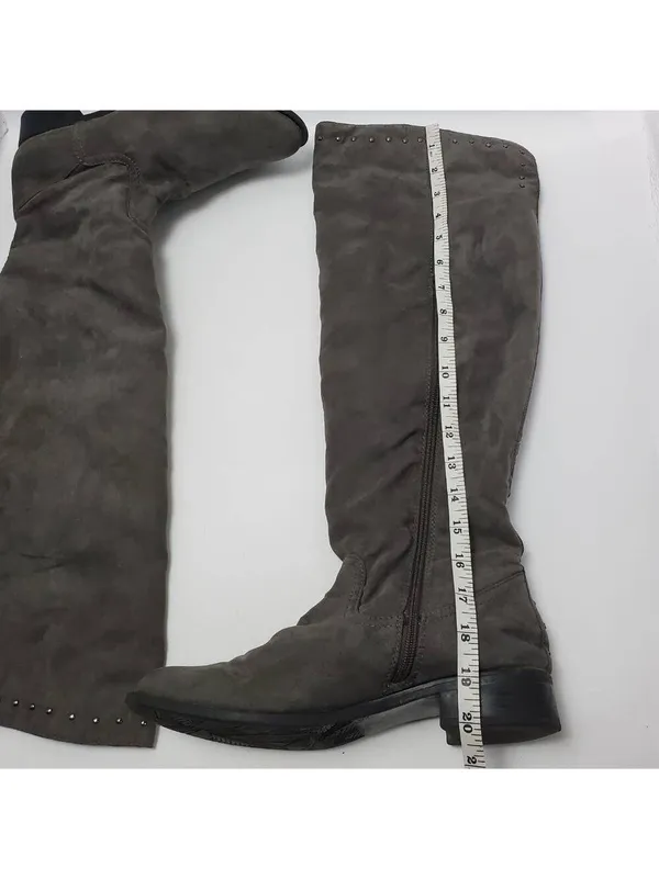 Lime Light Joaquin Faux Suede Studded Knee High Tall Gray Riding Boots Size 9 - Image 4