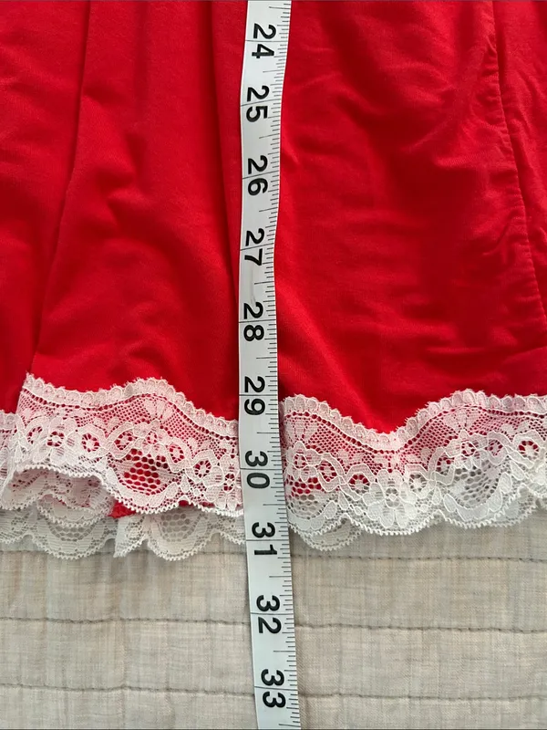 Dolls Kill Avid love ❤️ red white lace trim babydoll nighty mini slip dress S - Image 11