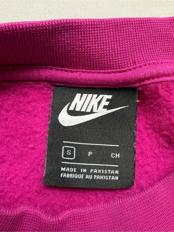 Nike Fuchsia Cropped Fleece Crewneck Sweatshirt Small Swoosh Size S - Image 3