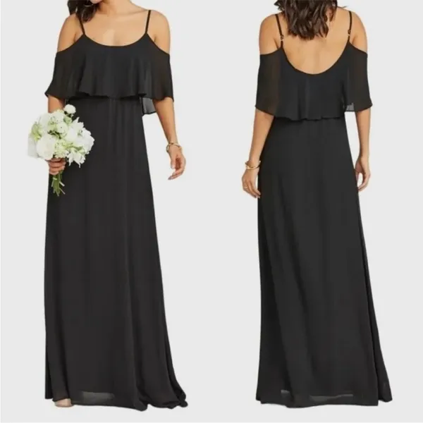 Show Me Your Mumu Caitlin Ruffle Black Maxi Dress Large - Image 2