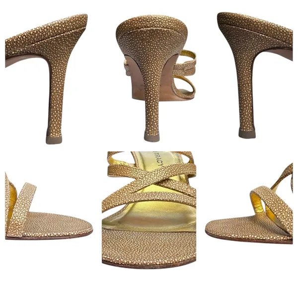 Vintage Heel Sandals Strappy Gold Metallic Ellen Tracy US 9 M 90s Casual Formal - Image 15