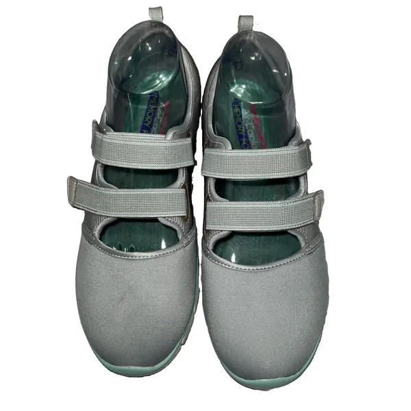 Skechers Gratis Cloud Mary Jane Walking Shoes Gray‎ Mint Memory Foam Women 8.5 - Image 2