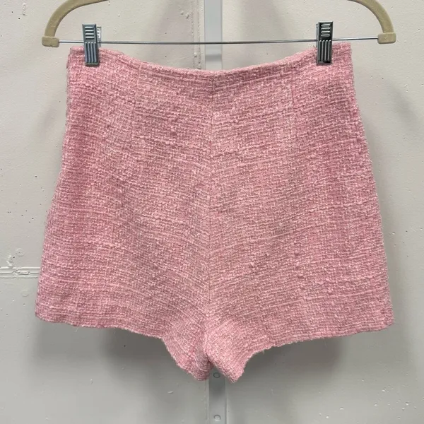 Zara Pink Textured‎ Tweed Women's 2 Piece Set Skort Cropped Top Med 2647/651/620 - Image 6