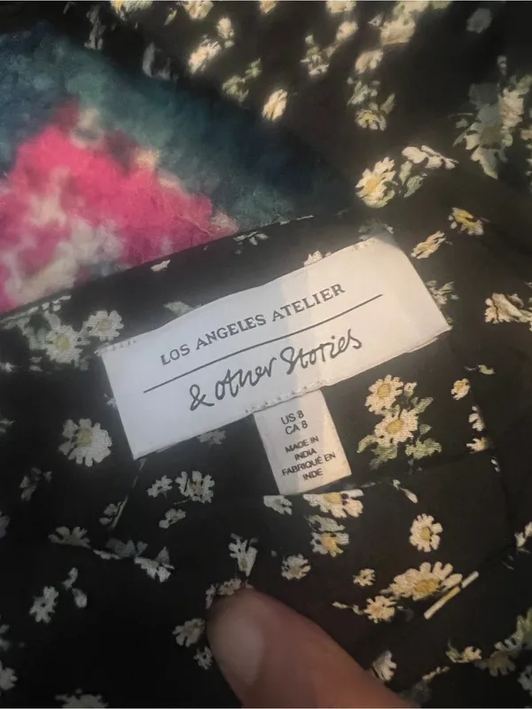& other stories Black Floral Square-Neck Mini Dress - Image 5