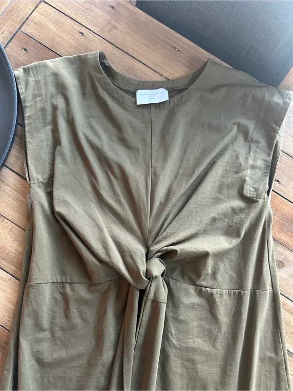 Modern Citizen Fei Tie Front Cotton Dress Green L - Image 7