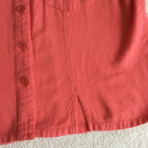 Vintage Studio Ease Linen Blend Button Up Short Sleeve Top Coral Pink - Sz 10 - Image 3