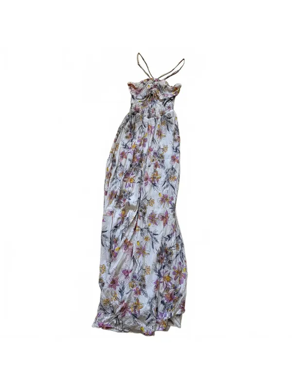 Free People One Step Ahead Maxi Dress Floral Smocked Slip Pebble Cream Women XS - Image 6