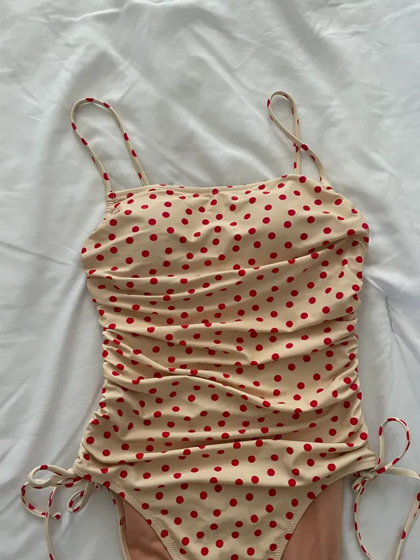 J.Crew Ruched one-piece swimsuit with side ties in red dot print - Image 7