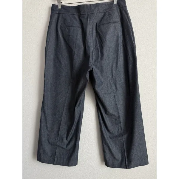 Ann Taylor Chambray Wide Leg Crop Pants Women's Size 10 Business Casual Travel‎ - Image 2