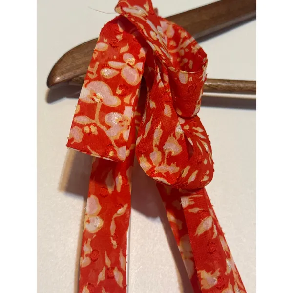 GiGiO Floral Sundress M Orange Smocked Tie Shoulder Ruffle Mini Dress Boho - Image 5