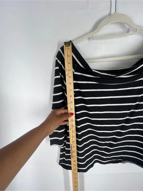 LOFT Navy & White Striped Wide Boatneck‎ Top - Image 11