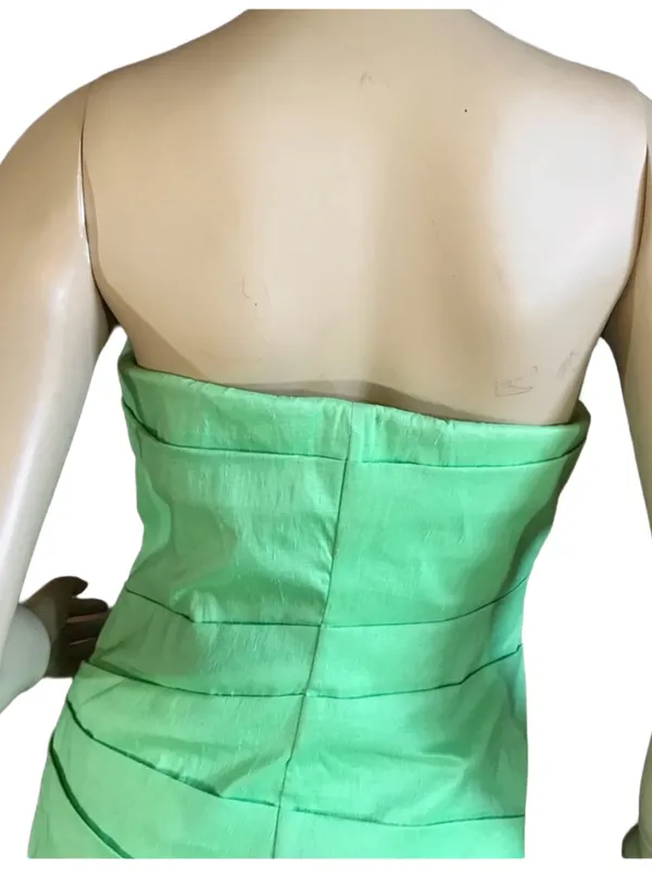 Halston Heritage Green Strapless Ruffle Mini Dress Nwt (6) - Image 9
