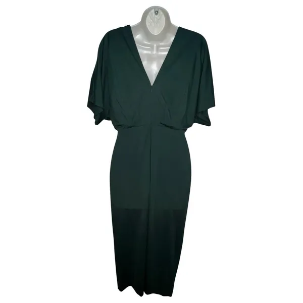 NWT Banana Republic Soraya Butterfly Sleeve Midi Dress Hunter Green Size 8 Vneck - Image 4