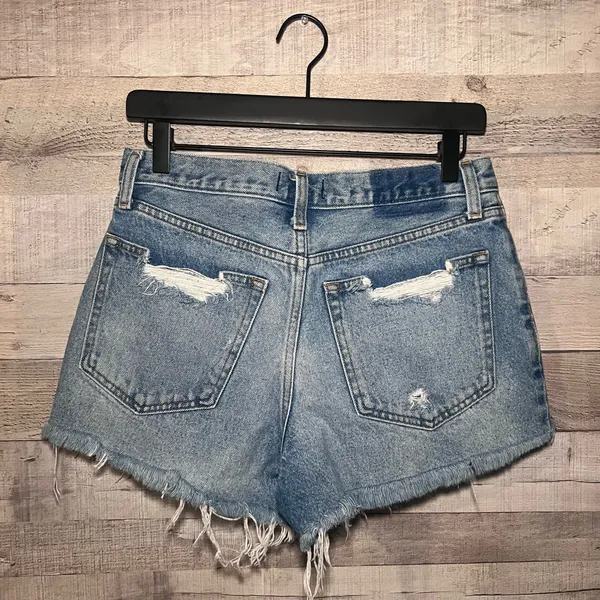 Abercrombie & Fitch Annie High Rise Distressed Denim Shorts Size 28/6 - Image 4