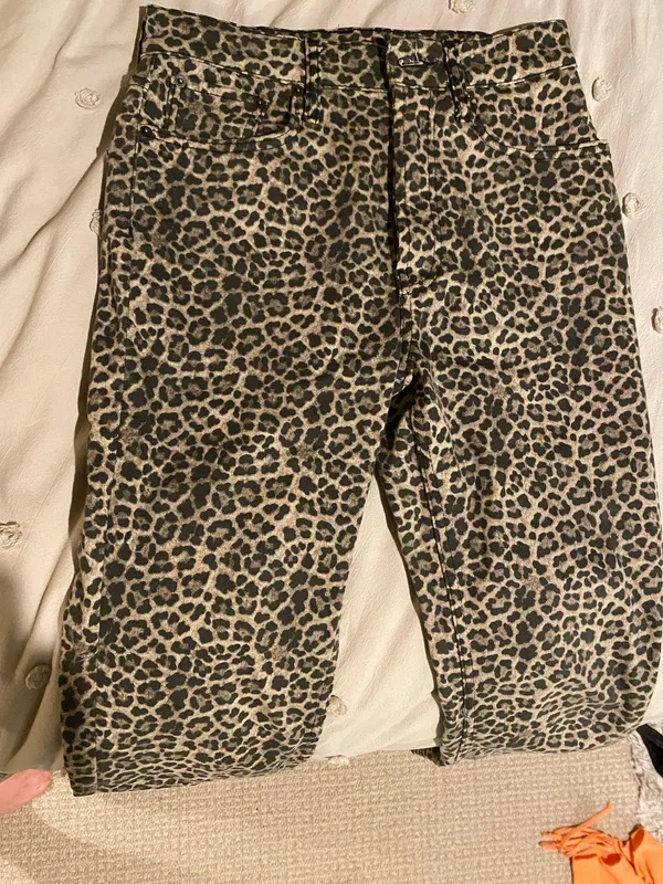 Zara Leopard Print Straight Leg Jeans - Image 2