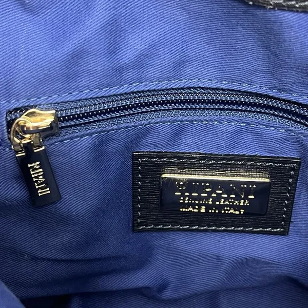 Ripani Italian Leather Handbag Purse Shoulder Bag Navy Blue white Nautical Italy - Image 11
