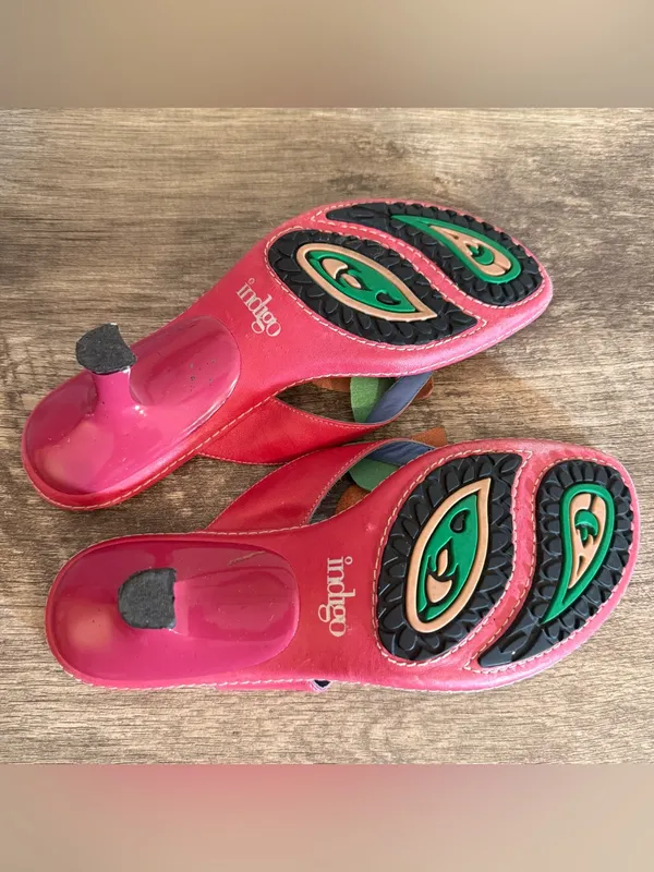 Y2K Indigo by Clark’s Leather Pink Fuchsia Kitten Heels Sandals Women’s Sz 9 - Image 5