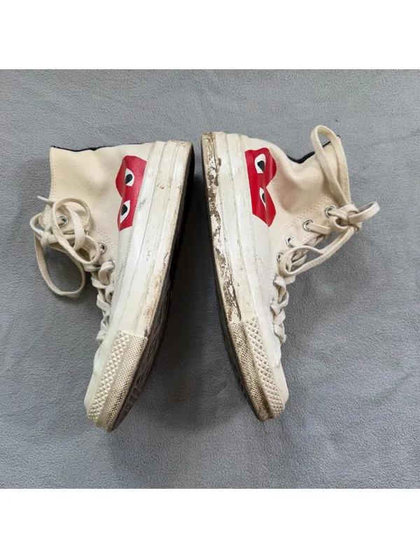 Comme des Garçons PLAY x Converse Chuck 70 High Milk Red Heart Sneakers M5 W7 - Image 6