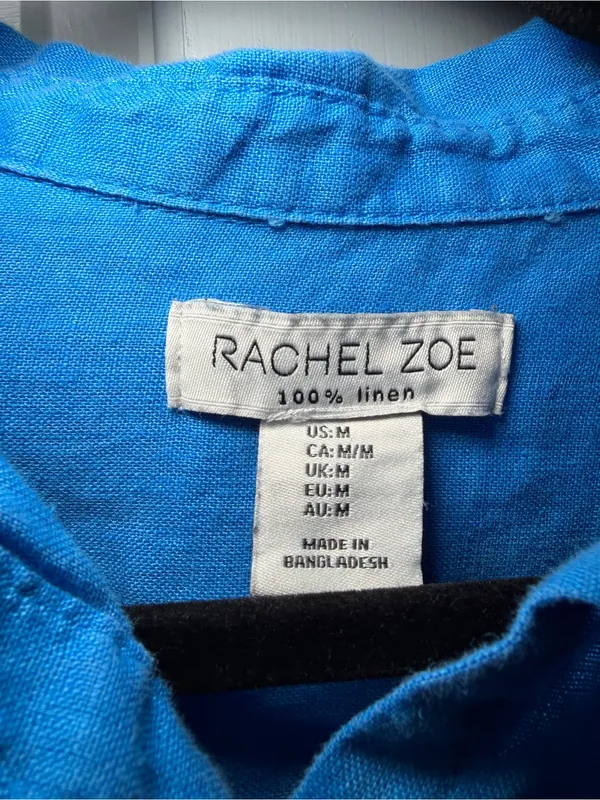 Rachel Zoe Electric Blue linen Button-Down Shirt - Image 2