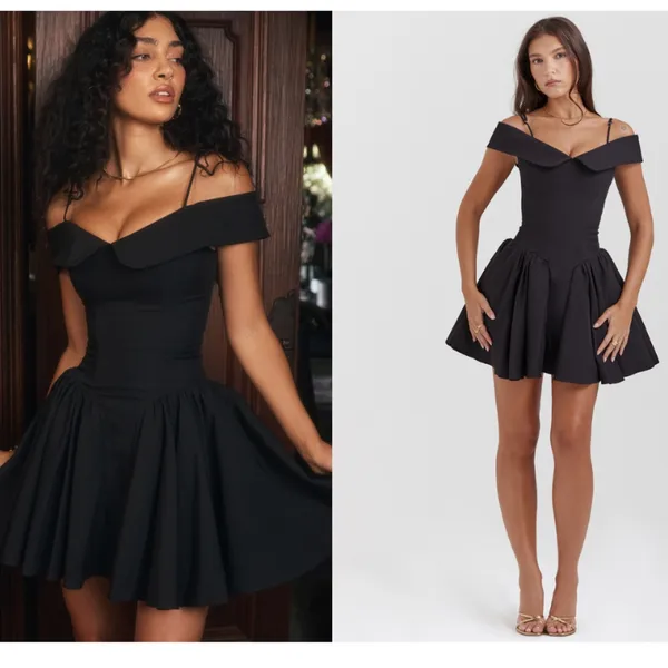 House of CB‎ 'Elida' black off shoulder mini dress NWOT size XS - Image 14