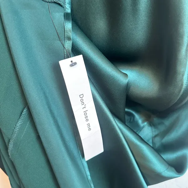 Reformation | NWT Oren 100% Silk Maxi Dress with Scarf in Forest Green | XL - Image 10