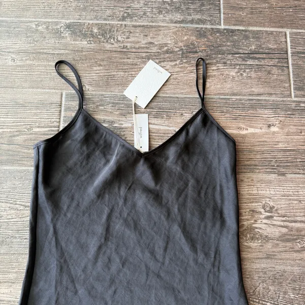 Aritzia Wilfred Black Sonnet Satin Lace Slip Dress Adjustable Straps - Image 4