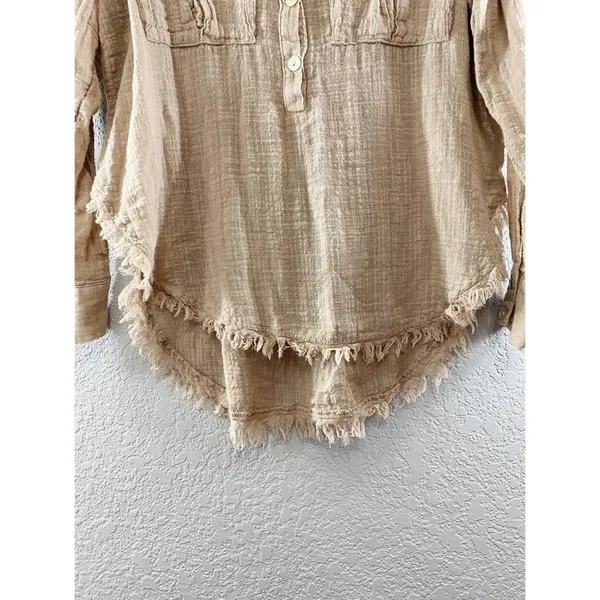 Free People Talk To Me Button Down Raw Hem Top - Image 13