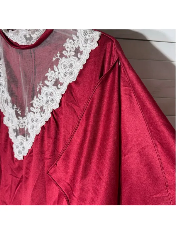 Vintage 70s maxi dress sheer lace neck flutter sleeves Greek Goddess Ren Fair L - Image 5