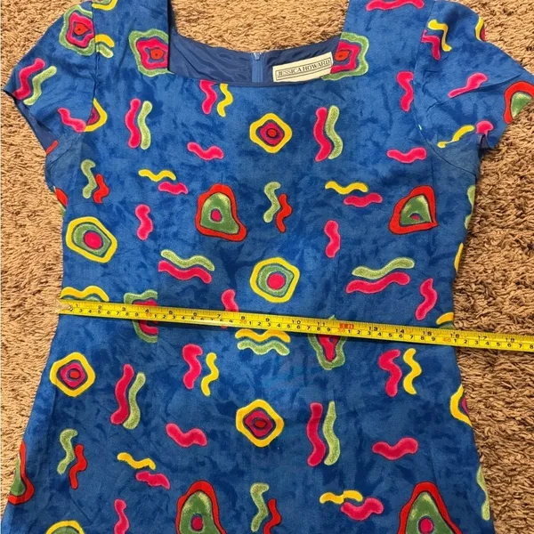 Jessica‎ Howard Vintage Abstract Design Blue Dress - Image 6