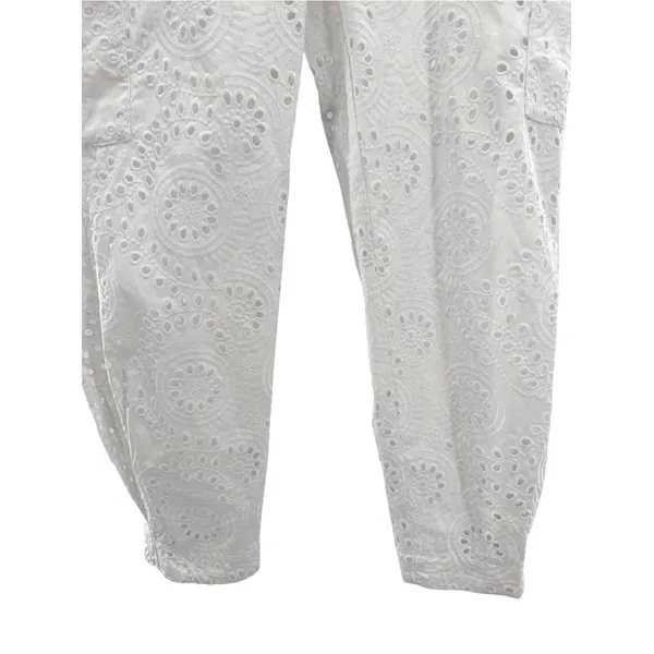 Express Super High Waisted Eyelet Belted Cargo Joggers 2 White Utility Pants NWT - Image 3