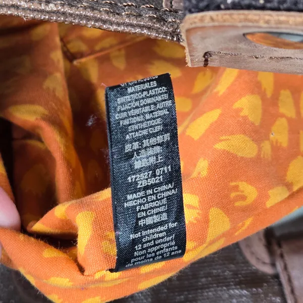 Fossil Key Per Quilted Brown‎ Leather Trim Tote Bag Key Charm - Image 10