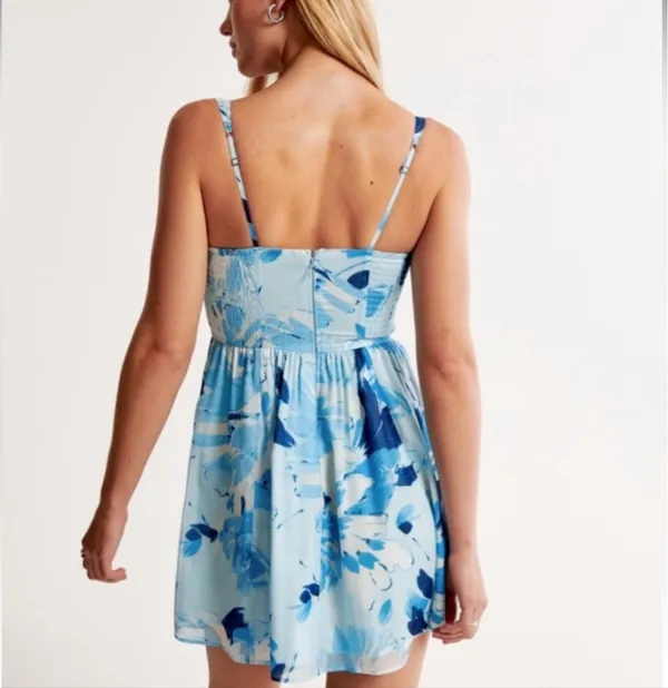 Abercrombie & Fitch Blue floral print mini dress with adjustable straps - Image 2
