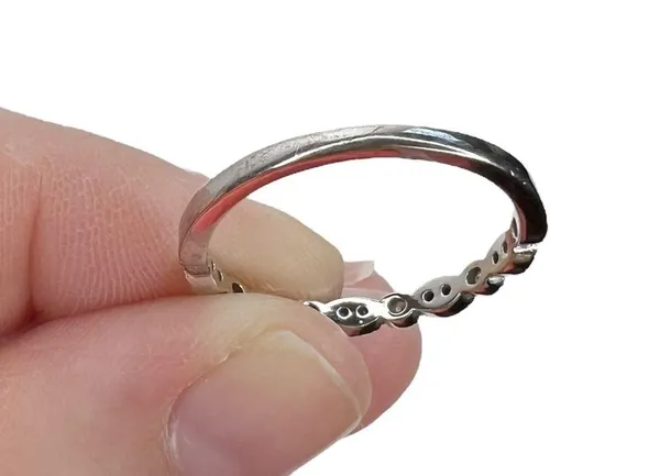 Marquise & Round Shapes Clear Glass Stones Sterling Silver Stackable Ring - Image 7