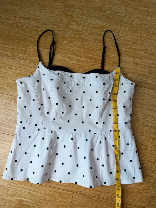 Maeve Anthropologie Peekaboo Corset Polka Dot Peplum Tank Top M - Image 8