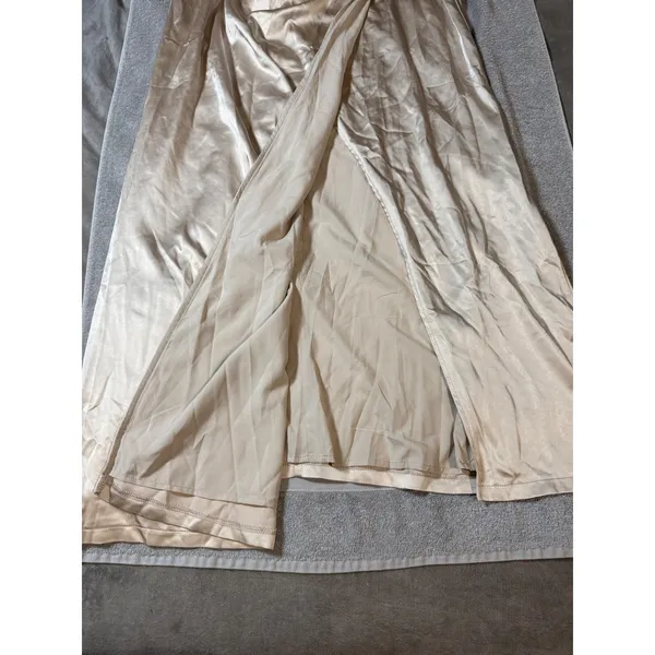 NWT‎ Lulus Size XL Off White Beige Maritza Champagne Satin Sash Tulip Maxi Dress - Image 4