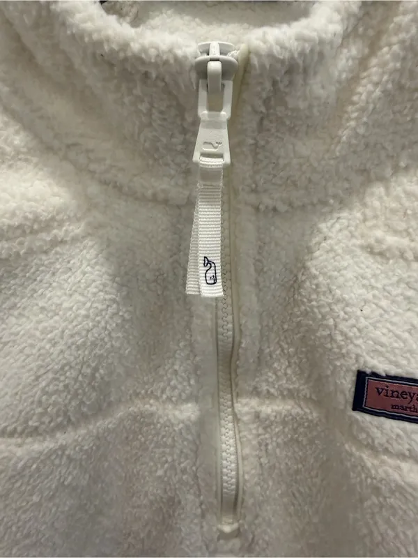 Vineyard Vines White Sherpa Half-Zip Pullover - Image 3