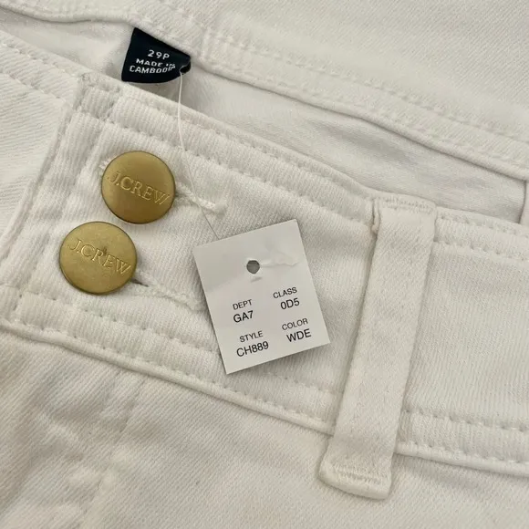NWT!! J. CREW Slim Wide Jeans Stacked Buttons Solid White Size 29 Petite‎ 29P - Image 13