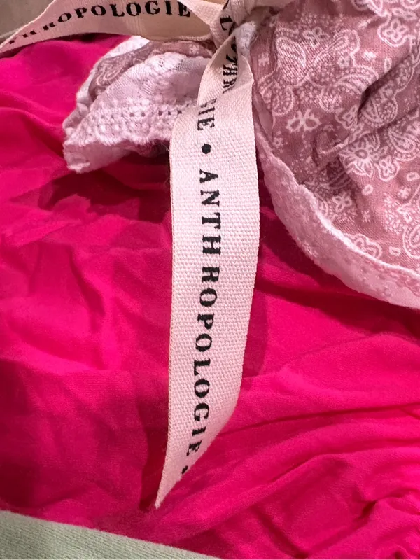 Anthropologie Pink Paisley Giant Oversized Lace Scrunchie - Image 2