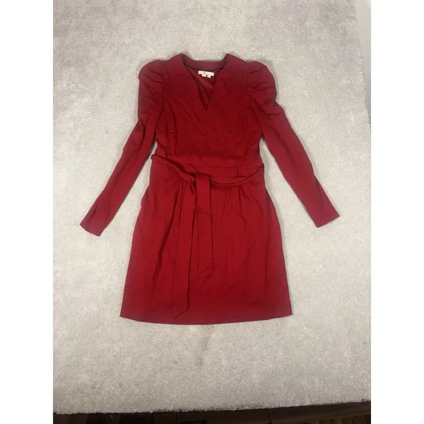 ll bean red‎ long sleeve belted midi dress size 10 reg - Image 5