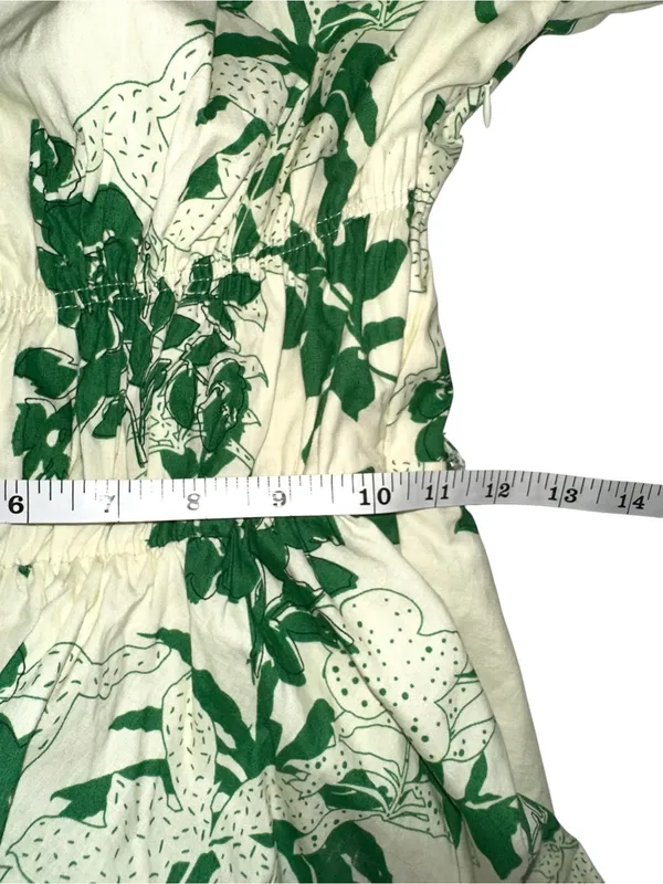 & Merci Puff Sleeve Green Floral Cotton Fit and Flare Mini Dress SMALL - Image 8
