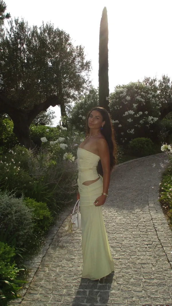 White fox Peach Fizz Strapless Maxi Dress Lemon - Image 3