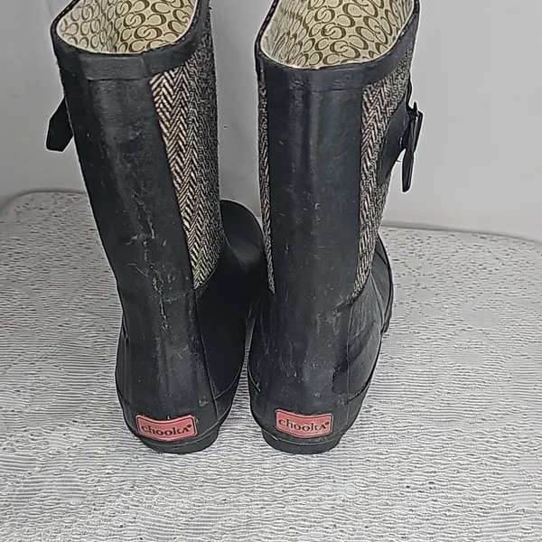 Chooka Herringbone mid rise classic rain waterproof pull on winter boots Sz 6 - Image 7