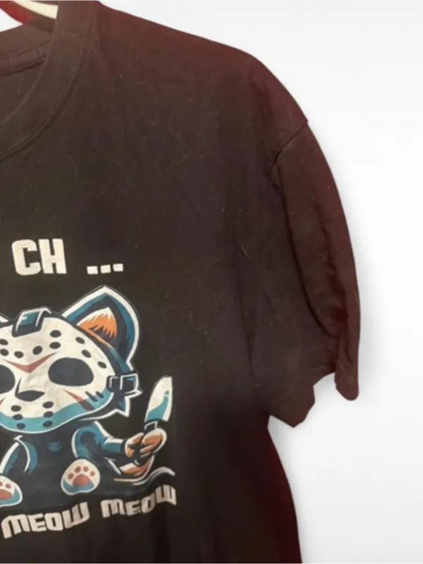 Horror Cat "Ch Ch Ch Meow" Jason Voorhees Tee XL - Image 5