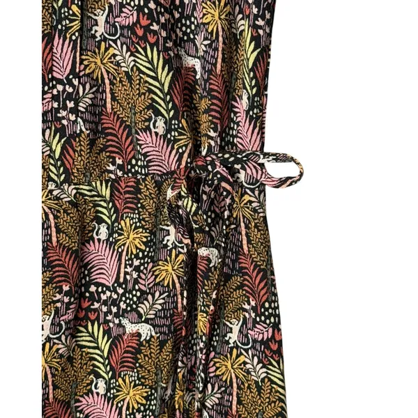 Loft Paradise Pintucked Side Tie Dress Women Medium Green Pink NWT Tropical Boho - Image 6