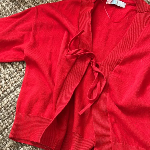 Free People Beach Red Tie Cardigan Size Medium - Image 5