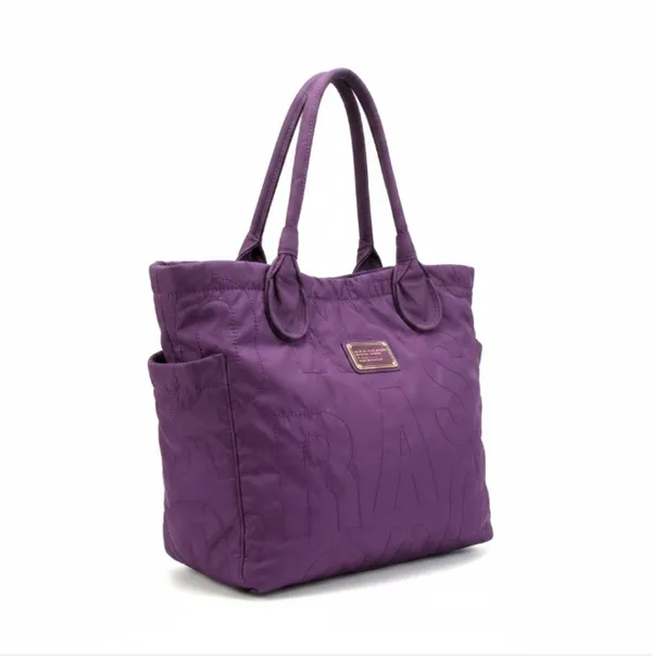 MARC By MARC JACOBS Workwear Quilted Signature Tote Bag Purple Nylon Travel EUC - Image 2