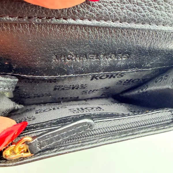 Michael Kors Jet Set Fold Over Coin Purse Card Case‎ Wallet Womens S Black - Image 5