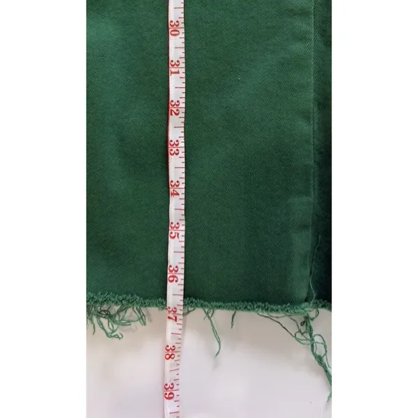 Zara Womens Green Straight Leg Cropped Pants Size 4 Raw Hem Patch Pocket Utility - Image 6