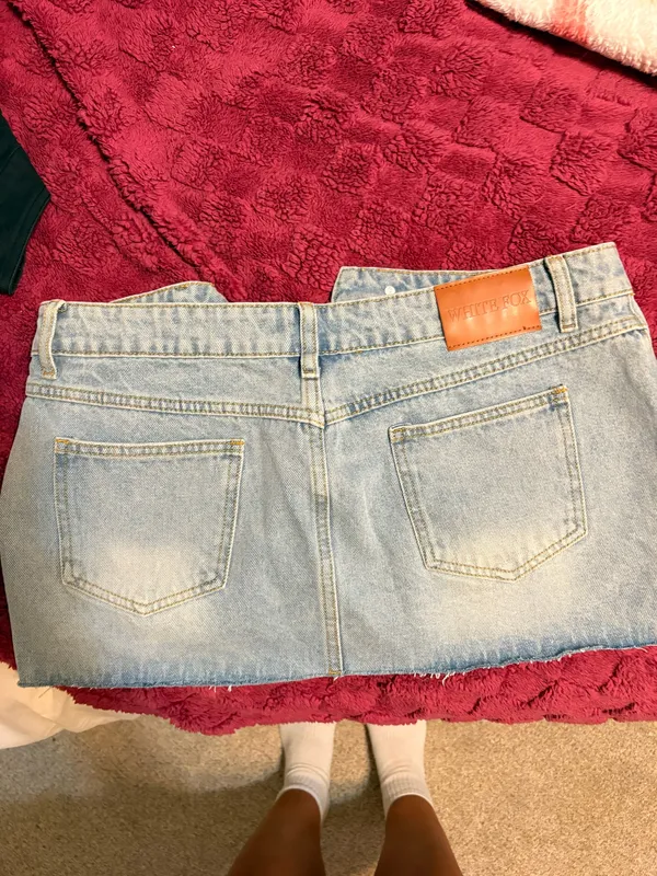 White Fox Denim Mini Skirt - Image 3